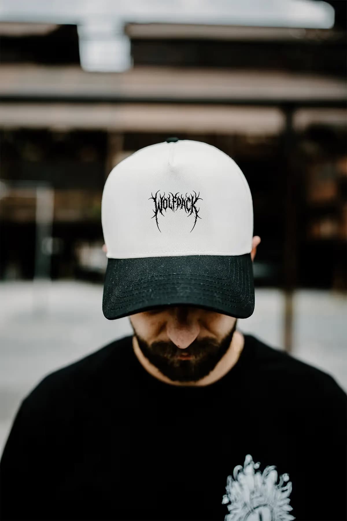 Bone hat with BLACK MIND FRAME CAP print - Wolfpack Clothing