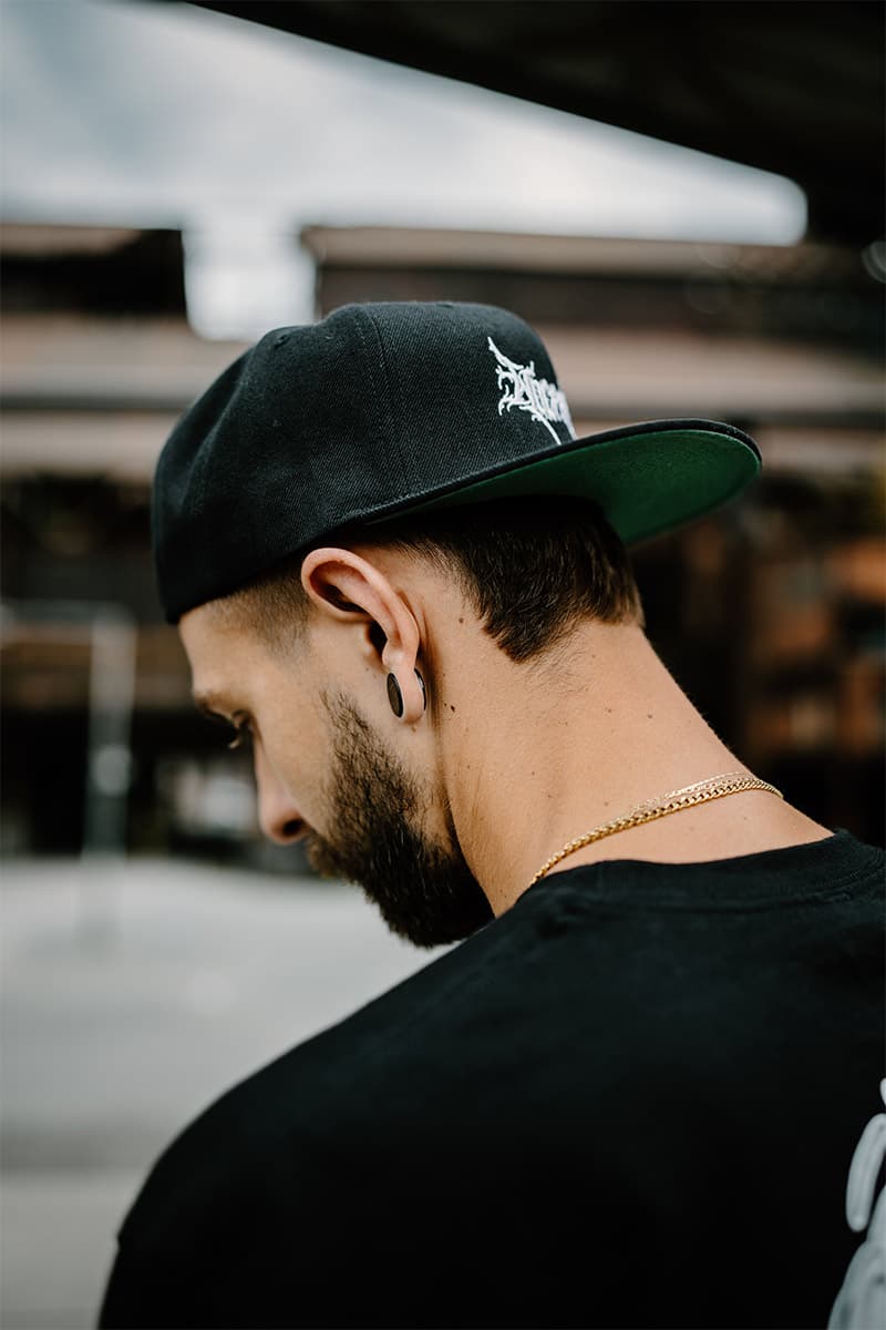 Black / green hat with BLACK LOTUS SNAPBACK print - Wolfpack Clothing