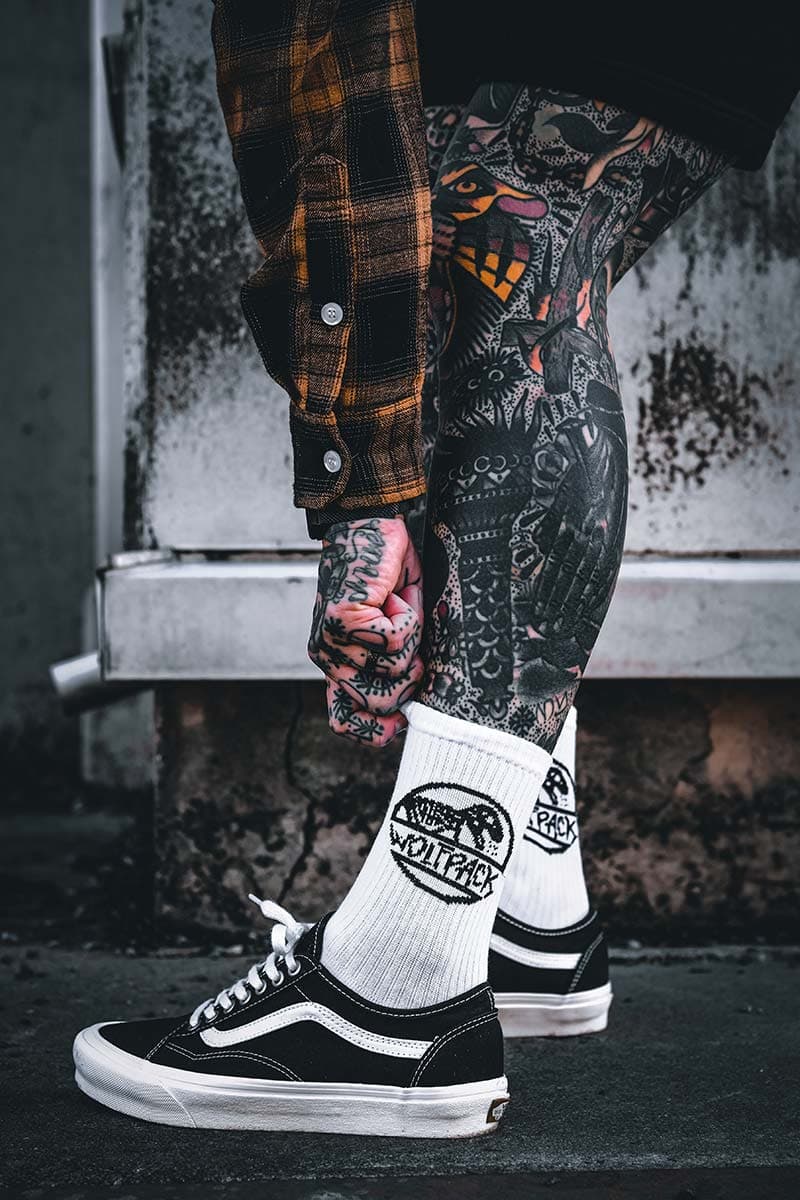White socks with DINOSAUR SOCKS print - Wolfpack Clothing