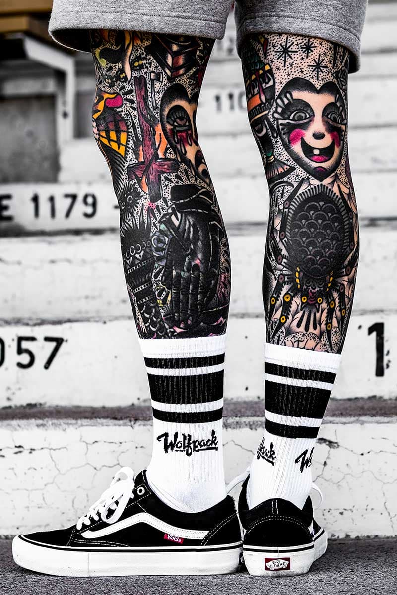 White socks with WOLFPACK CREW SOCKS print - Wolfpack Clothing
