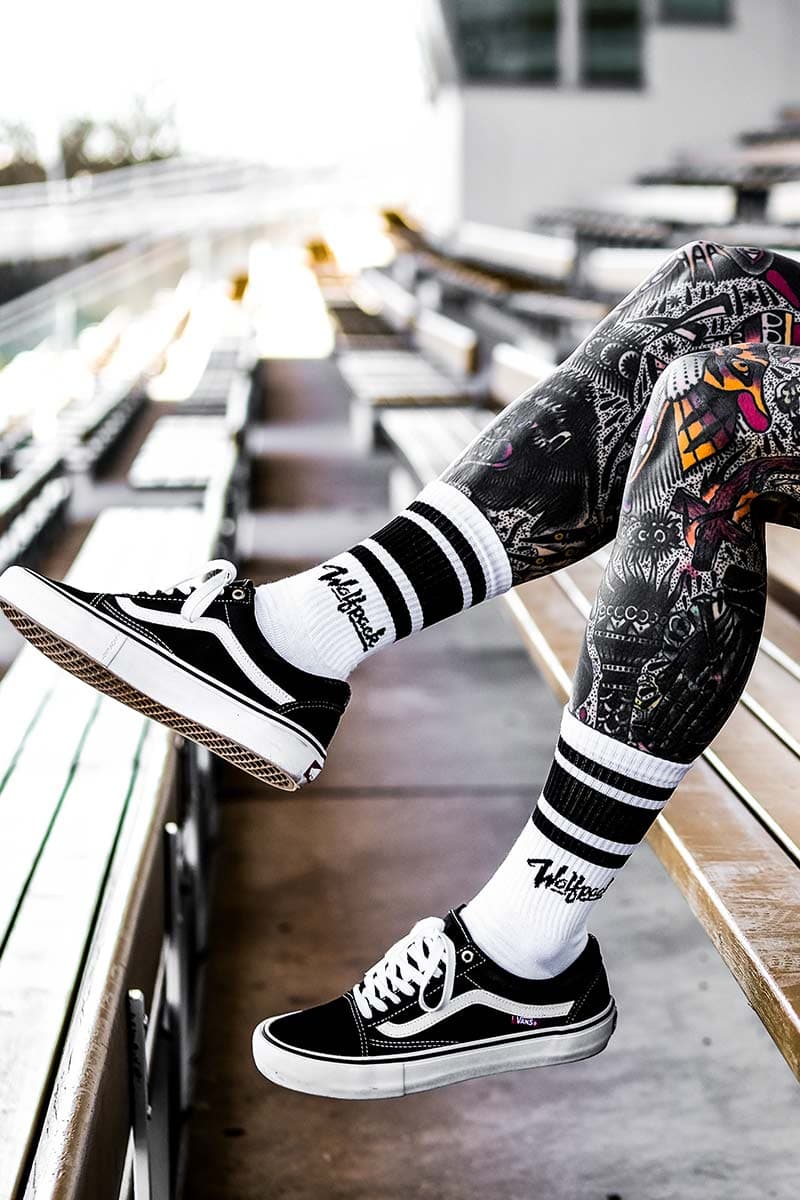 White socks with WOLFPACK CREW SOCKS print - Wolfpack Clothing