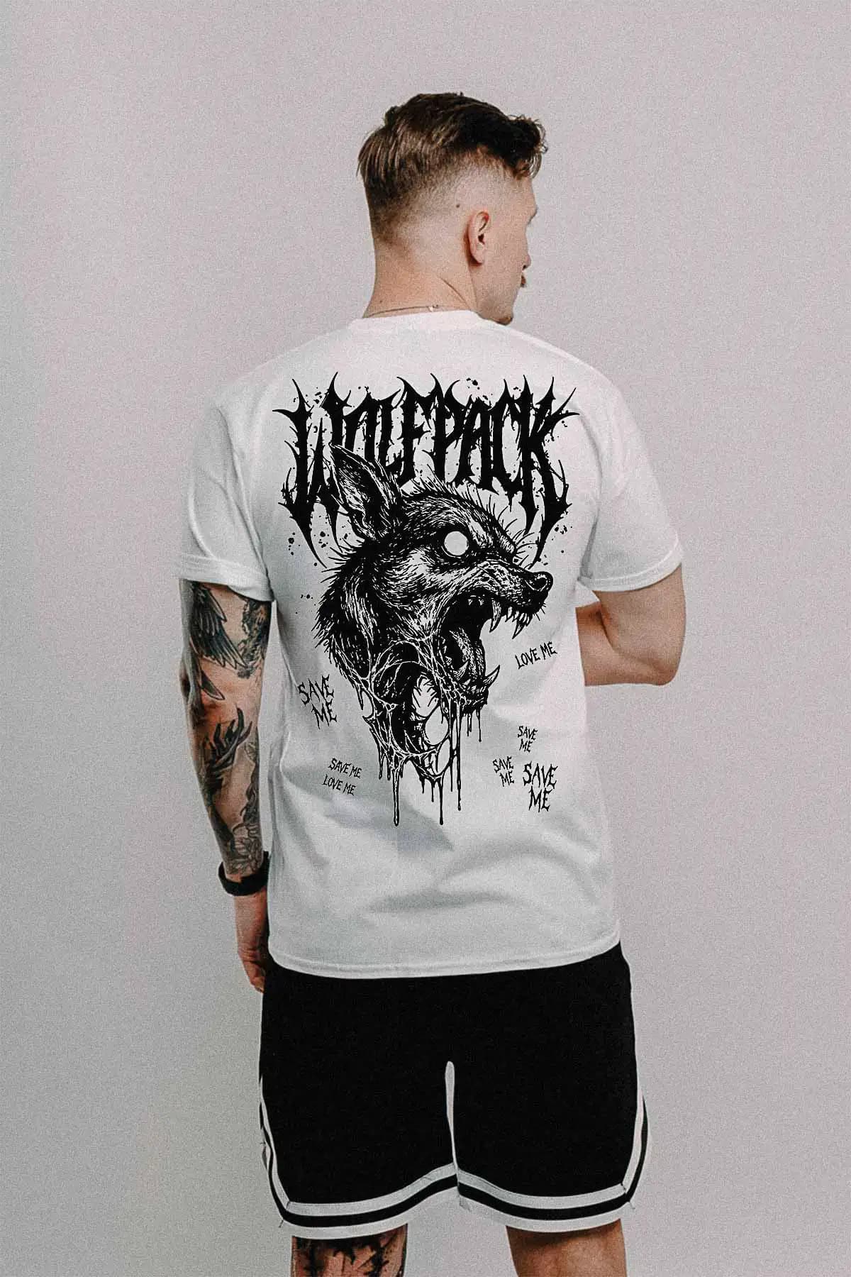 White t-shirt with ABYSS HOUND TEE UNISEX print - Wolfpack Clothing