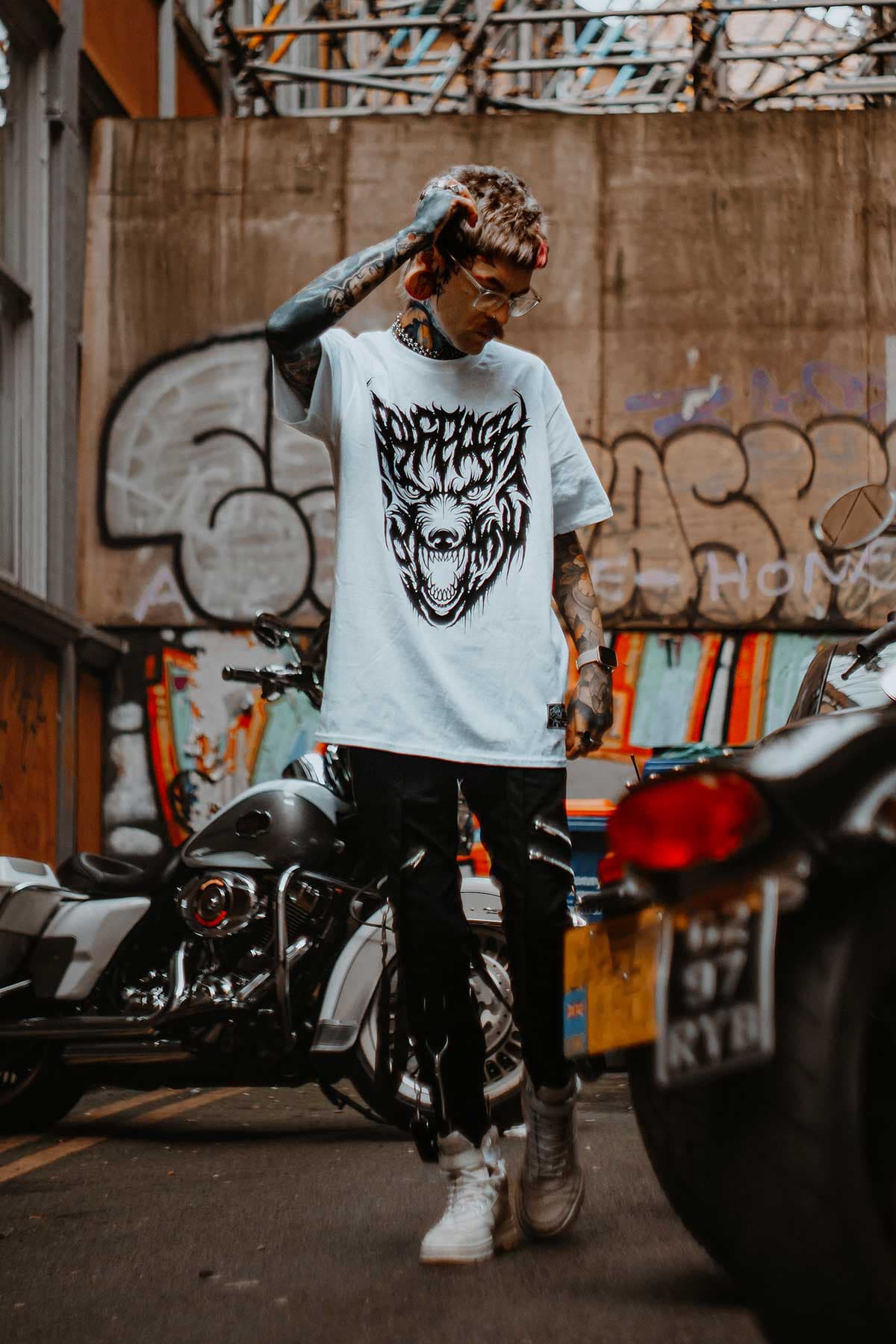 White t-shirt with CORE WOLF TEE UNISEX print - Wolfpack Clothing