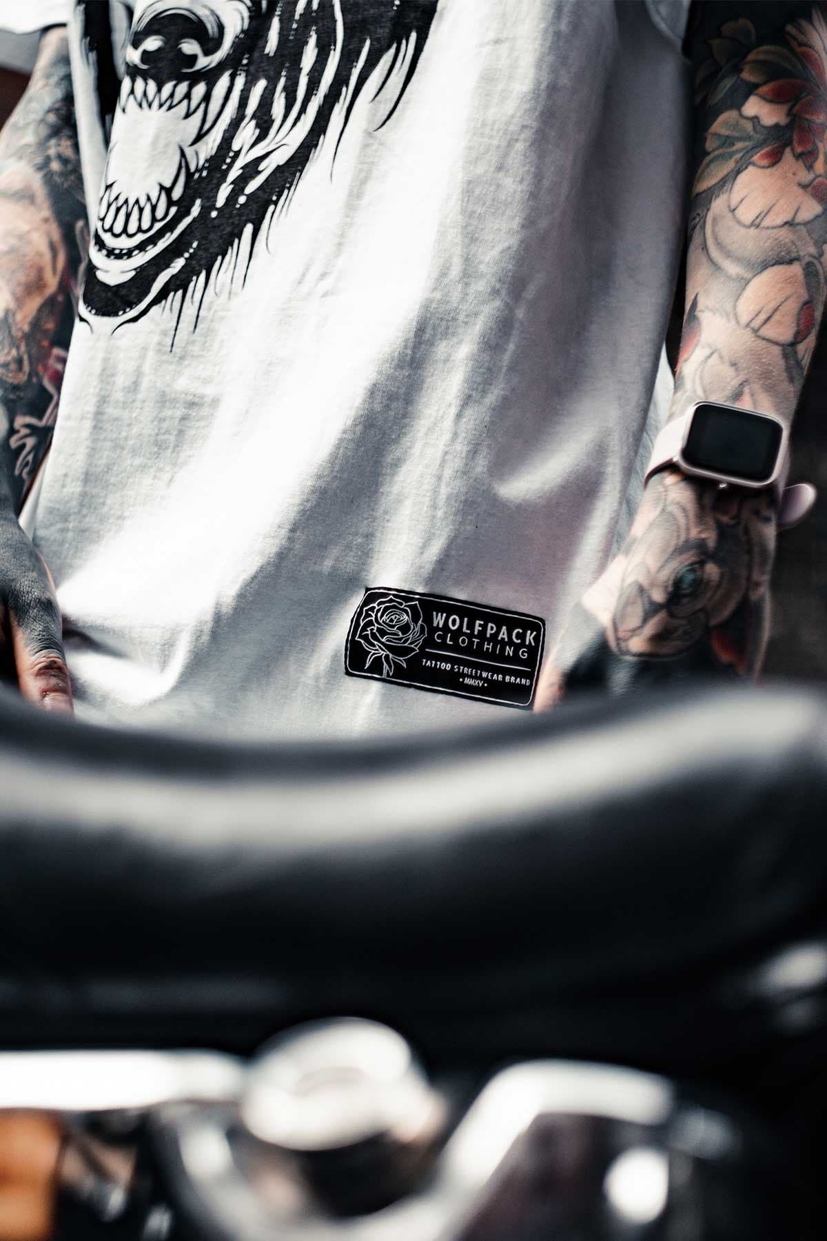 White t-shirt with CORE WOLF TEE UNISEX print - Wolfpack Clothing
