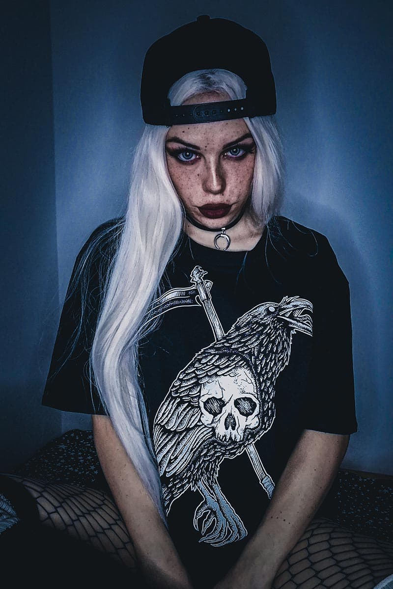 Black t-shirt with DEADLY CROW TEE UNISEX print - Wolfpack Clothing