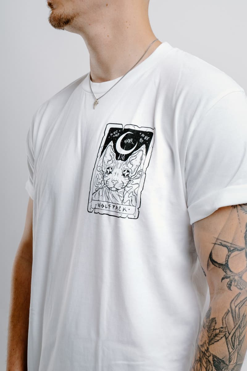 White t-shirt with THE MOON TEE UNISEX print - Wolfpack Clothing