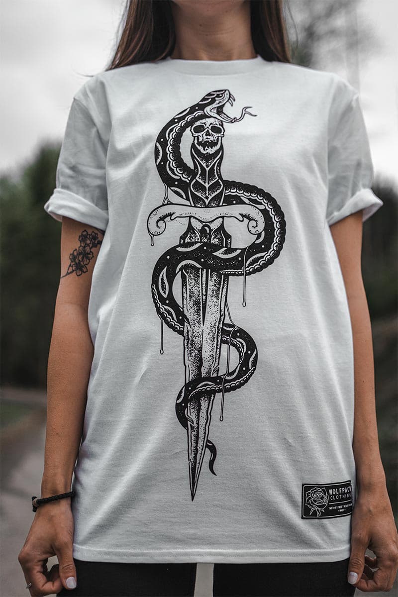 White t-shirt with VENOM TEE UNISEX print - Wolfpack Clothing