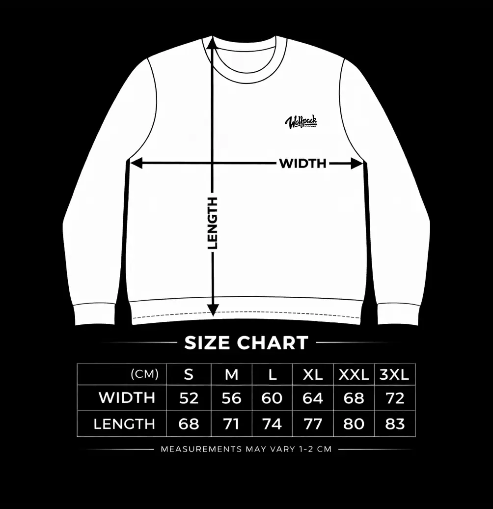 HANNYA CREWNECK UNISEX size chart