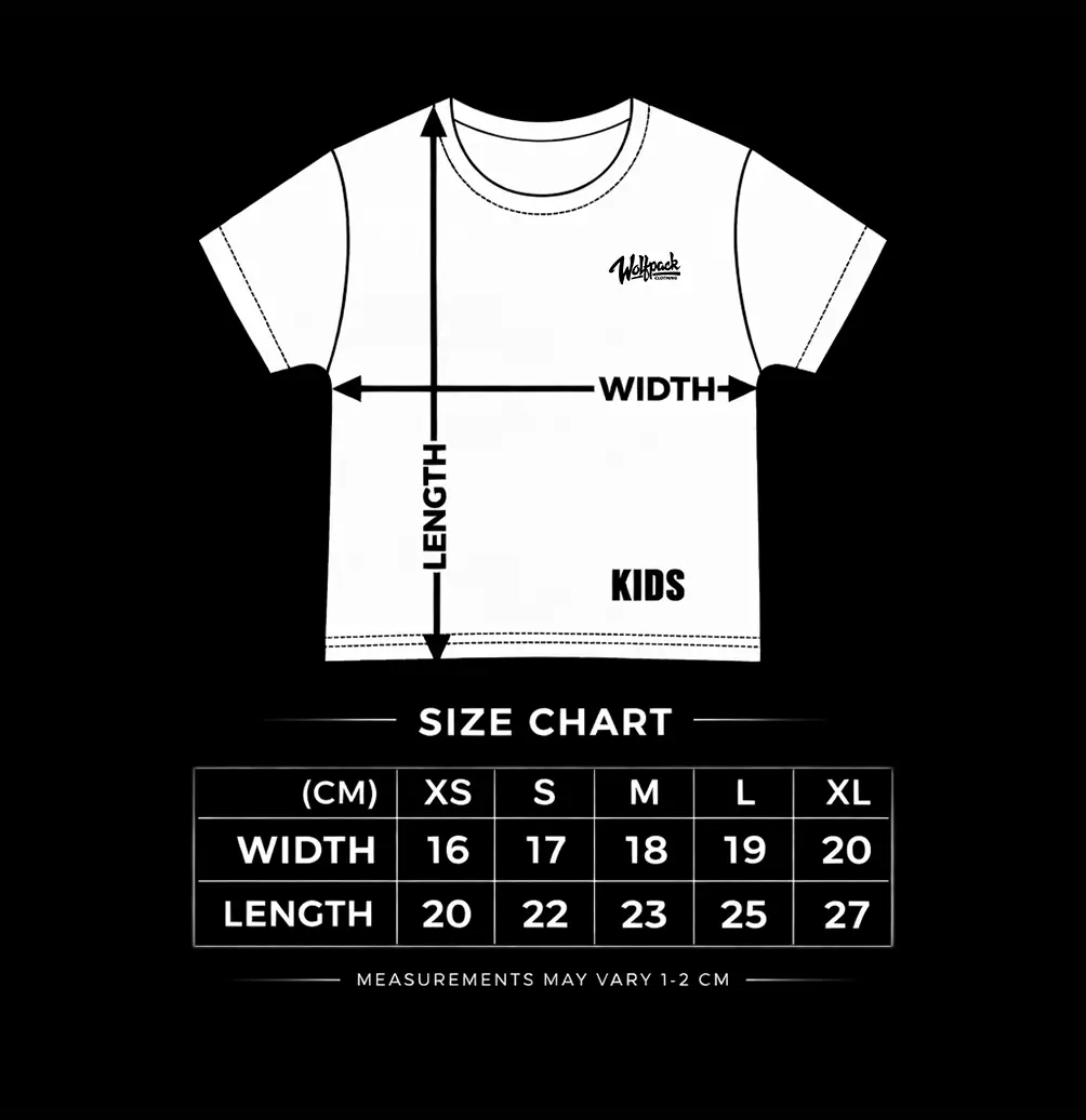 CORE WOLF TEE KIDS size chart