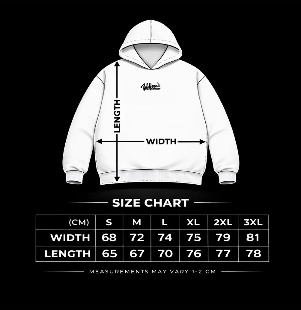 HELLFIRE OVERSIZED HOODIE UNISEX size chart