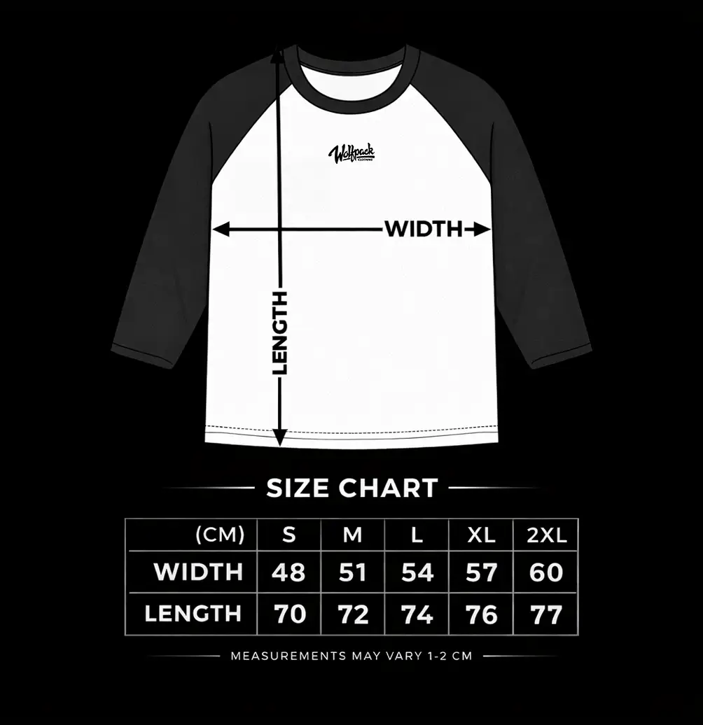 DEER RAGLAN UNISEX size chart