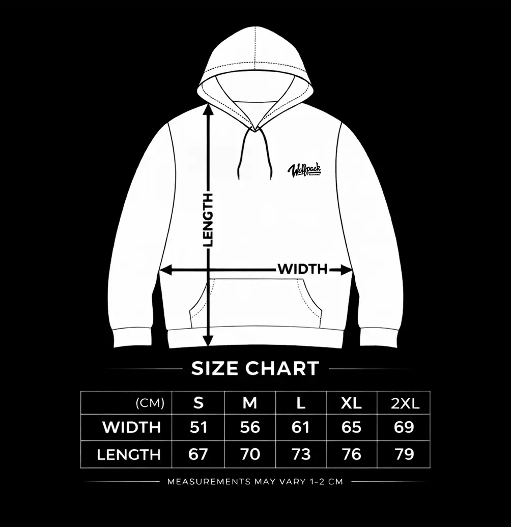 ECLIPSE HOODIE UNISEX size chart