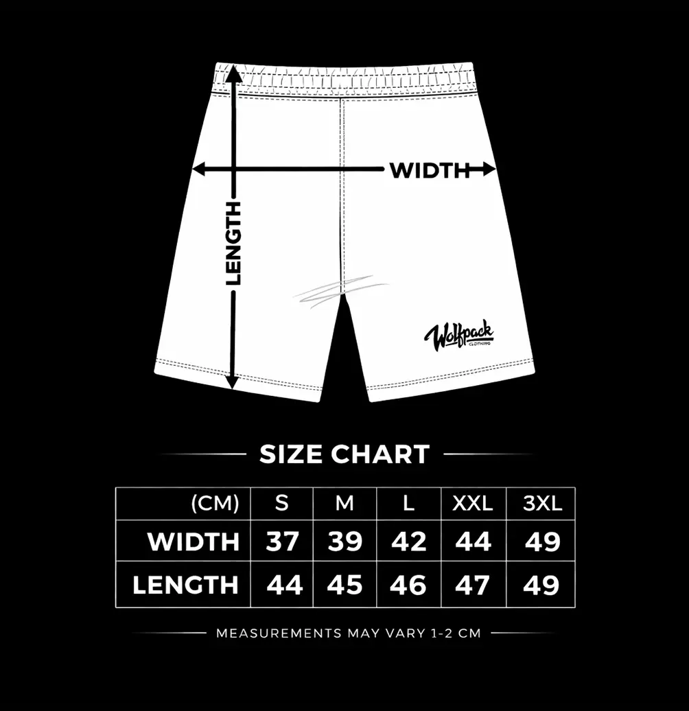 WOLFPACK RELAX TRACK SHORTS size chart