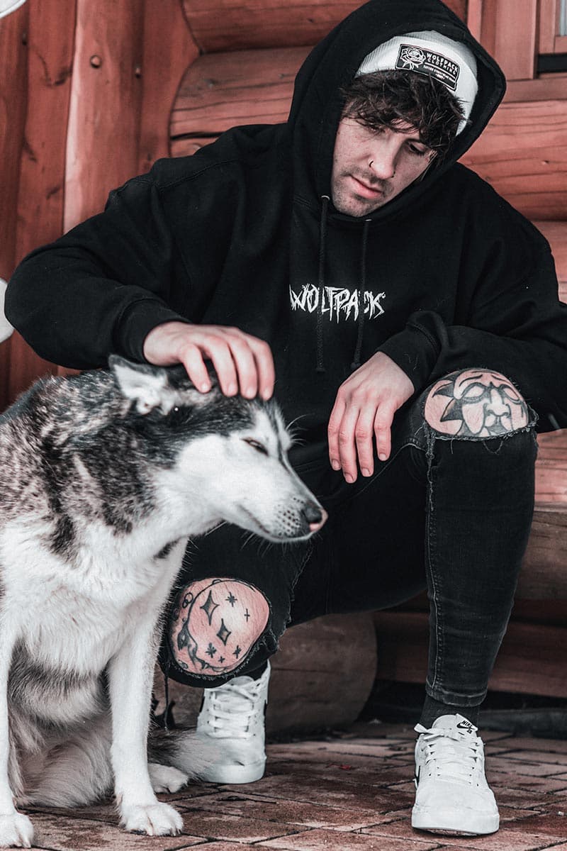 Black hoodie with BLIND WEREWOLF HOODIE UNISEX print - Wolfpack Clothing